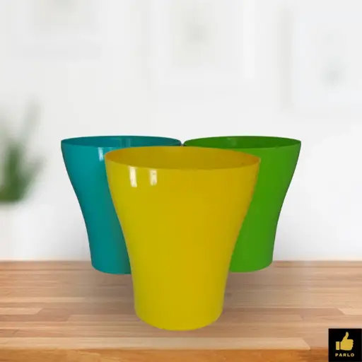 Tower Planter Cambo of  Yellow Teal Light green 